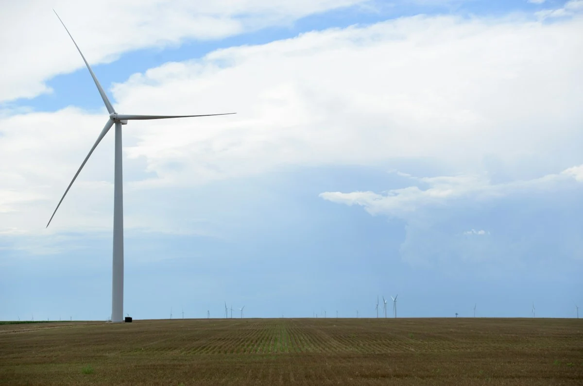 Wind turbines in open countryside